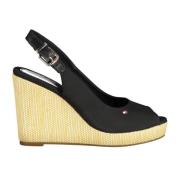 Tommy Hilfiger Black Cotton Sandal Black, Dam