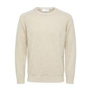 Selected Homme Ny Coban Lammsull Crew - Kelp Bone White Beige, Herr