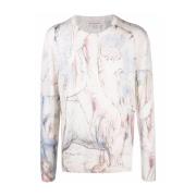 Alexander McQueen Dante Print Silke Pullover Multicolor, Herr