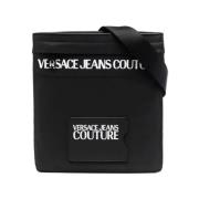 Versace Jeans Couture Svart Nylon Axelväska för Män med Framficka med ...