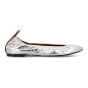 Lanvin Silver Stängda Ballerina Platta Skor Gray, Dam