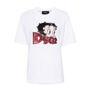 Dsquared2 T-shirts och Polos med Cartoon Print White, Dam