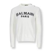 Balmain Bomullströja med logga White, Herr