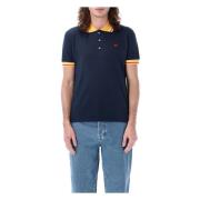 Wales Bonner Navy Jersey Sun Polo Shirt Blue, Herr