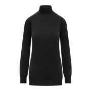 Calcaterra Merino Turtleneck Sweater Black, Dam