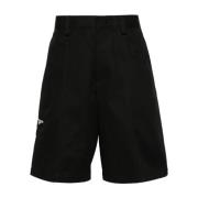 Lanvin Svarta Bomullstwill Shorts Black, Herr