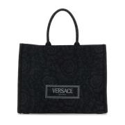 Versace Athena Broderad Shoppingväska Black, Dam