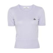 Vivienne Westwood Lavendel Lila Stickad Top med Signatur Orb Logo Purp...