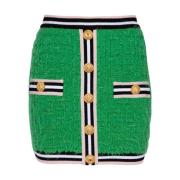 Balmain Monogramstickad kjol Green, Dam