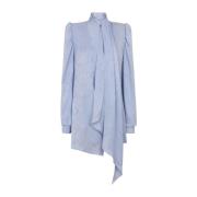 Balmain Klänning med ormskinnssilkeskravatt Blue, Dam