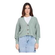 Only Grön Crop Cardigan med Framknappar Green, Dam