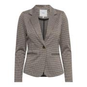 Ichi Knäppt Blazer med Långa ärmar Beige, Dam