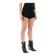 Moschino Shorts med Logotryck i Ekologisk Bomull Black, Dam