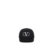 Valentino Garavani Svart Bomull Broderad Logohatt Black, Herr