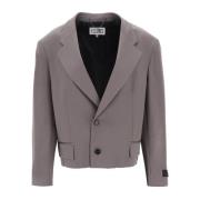 MM6 Maison Margiela Kort Blazer med avklippt fåll Gray, Dam