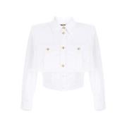 Elisabetta Franchi Vit Bomull Poplin Skjorta White, Dam