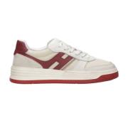 Hogan Läder Sneakers med Hammered Effekt Red, Herr