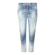 Dsquared2 Blå Distressed Skinny Cropped Jeans Blue, Dam