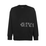 Givenchy Logo Sweatshirt med Ribbade Kanter Black, Herr