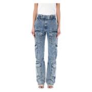 Givenchy Ljusblå Denim Cargo Jeans Blue, Dam