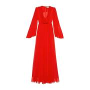Gucci Silkesklänning med Rynkade Detaljer Red, Dam
