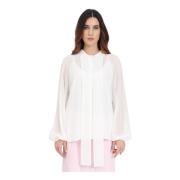 Max Mara Vit Damskjorta med Bandrosetter White, Dam