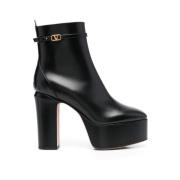 Valentino Logo-Spänne Ankelboots Black, Dam