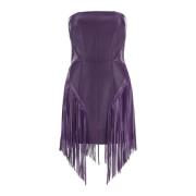 Versace Frynsskinn Miniklänning Purple, Dam