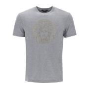 Versace Rhinestone Medusa Crewneck T-Shirt Gray, Herr