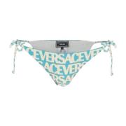 Versace Metallic-Trimmad Allover Bikiniunderdel Blue, Dam