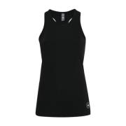 Adidas by Stella McCartney Svart Ribbad Racerback Top med Logotryck Bl...