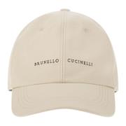 Brunello Cucinelli Canvas Baseballkeps med brodyr Beige, Herr