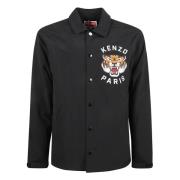 Kenzo Svarta Lucky Tiger Vadderade Coach Jackor Black, Herr