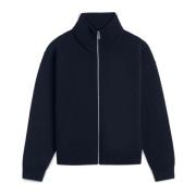 Axel Arigato Mjuk Ullblandning Zip-Up Sweater Blue, Herr