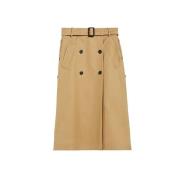 Max Mara Weekend Beige Bomull Midi Kjol med Knappar Beige, Dam