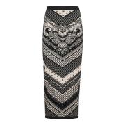 Balmain Paisley Monogram Stickad Midi Kjol Multicolor, Dam