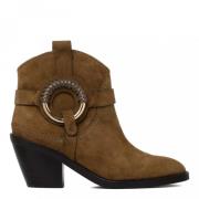 See by Chloé Oliv Kalv Suede Cowboy Stövlar Brown, Dam