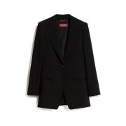 Max Mara Svart Blazer med En Knapp och Revers Black, Dam