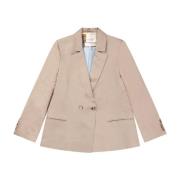 Munthe Elegant Randig Blazer med Knappstängning Beige, Dam