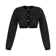 Versace Viskos Cropped Cardigan Black, Dam