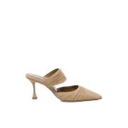 Manolo Blahnik Heeled Mules Beige, Dam