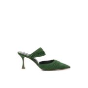 Manolo Blahnik Heeled Mules Green, Dam