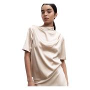 Ahlvar Gallery Lima silkesatin t-shirt Beige, Dam