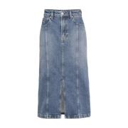 Tommy Hilfiger Midi Denim Kjol Blue, Dam