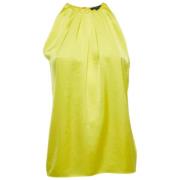 Ralph Lauren Pre-owned Pre-owned Satin toppar Yellow, Dam