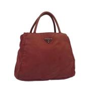 Prada Vintage Pre-owned Nylon handvskor Red, Dam