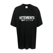 Vetements Svart Logo-Print T-shirt Black, Herr