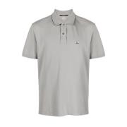 C.p. Company Logo Patch Pique Polo Shirt Gray, Herr