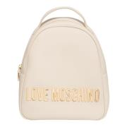 Love Moschino Maxi Lettering Backpack Beige, Dam