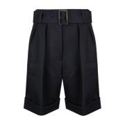 Golden Goose Svarta Ull Gabardine Wide Leg Shorts Black, Dam